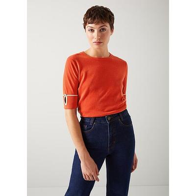 Bea Red Short Sleeve Knitted Top, Ivory Red
