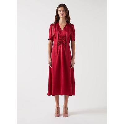 Hetty Rio Red Hammered Satin Dress, Cherry