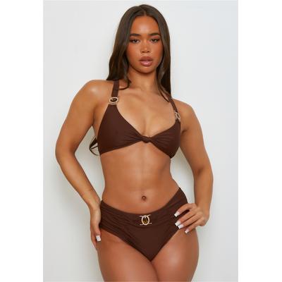 Balconette-Bikini MODA MINX "Amour Knot", Damen, Gr. M, braun, 82% Polyamid, 18% Elasthan, unifarben, elegant, Bikini-Sets, mit modischer Schnürung am Rücken Image