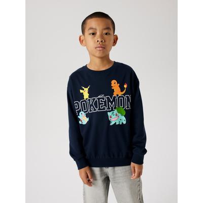 Sweatshirt NAME IT "NKFHIPSTER für Mädchen mit Logobund im 2er-Pack", Jungen, Gr. 116, blau (schwarz sapphire), Sweatware, Obermaterial: 70% Baumwolle, 30% Polyester, bedruckt, casual, regular fit hüftlang, Rundhals, Langarm Rippbündchen,... Image