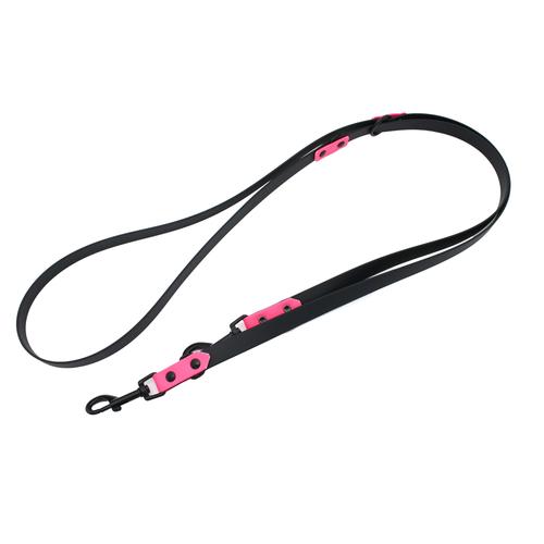 Heim Führleine zweifarbig 3-fach verstellbar genietet/schwarz pink 240cm lang, 19mm breit Hund