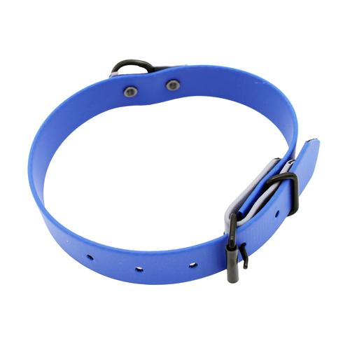 Heim Halsband zweifarbig genietet blau/grau 25mm breit, 40cm lang Hund