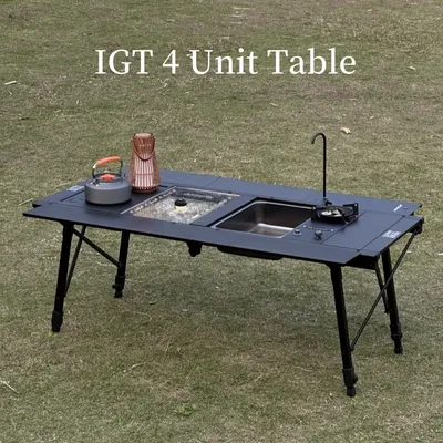 IGT Table igt 4 Unit Table Camping Folding Table Portable Lightweight Aluminum Alloy Desk BBQ Dinning Outdoor Camping Desk