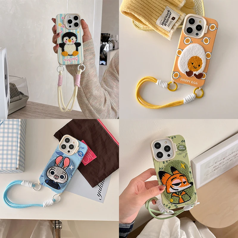 Luxus Cartoon weichen Silikon Lanyard Armband Anime Handy hülle für iPhone 16 Pro Max 14 11 12 13 15 Pro Max Stoßstange Rückseite Image