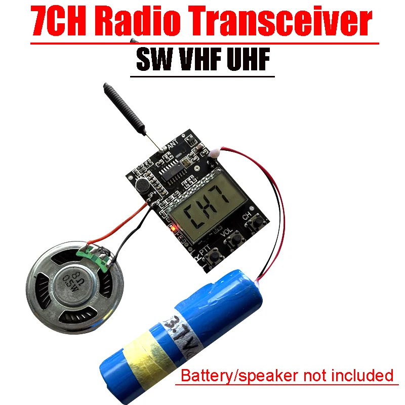 Kurzwellen-UKW-UHF-Transceiver-Empfänger Sender 7-Kanal-Funkplatinenantenne DC 3,3 V-6V für Walkie-Talkie Image
