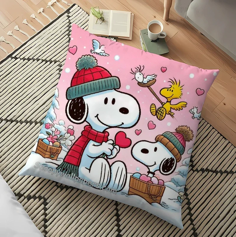 Snoopy Niedlicher Kissenbezug Erdnüsse Anime Cartoon Wurfkissenbezug Kissenbezug für Wohnzimmer Sofa Home Decor Geburtstag Kawaii Geschenk Image