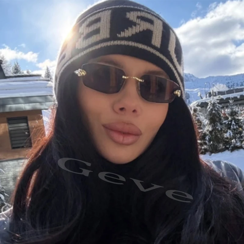 Neue modische randlose Sonnenbrille Frauen Vintage Legierung Polygon Sonnenbrille Damen Hipster Fashion Square Shades Vintage Image