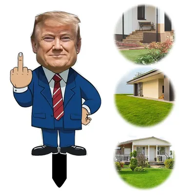 12 x 6 Zoll Trump Mittelfinger-Yard-Schild, lustiges Rasenschild, Trump 2024 Yard-Schild für