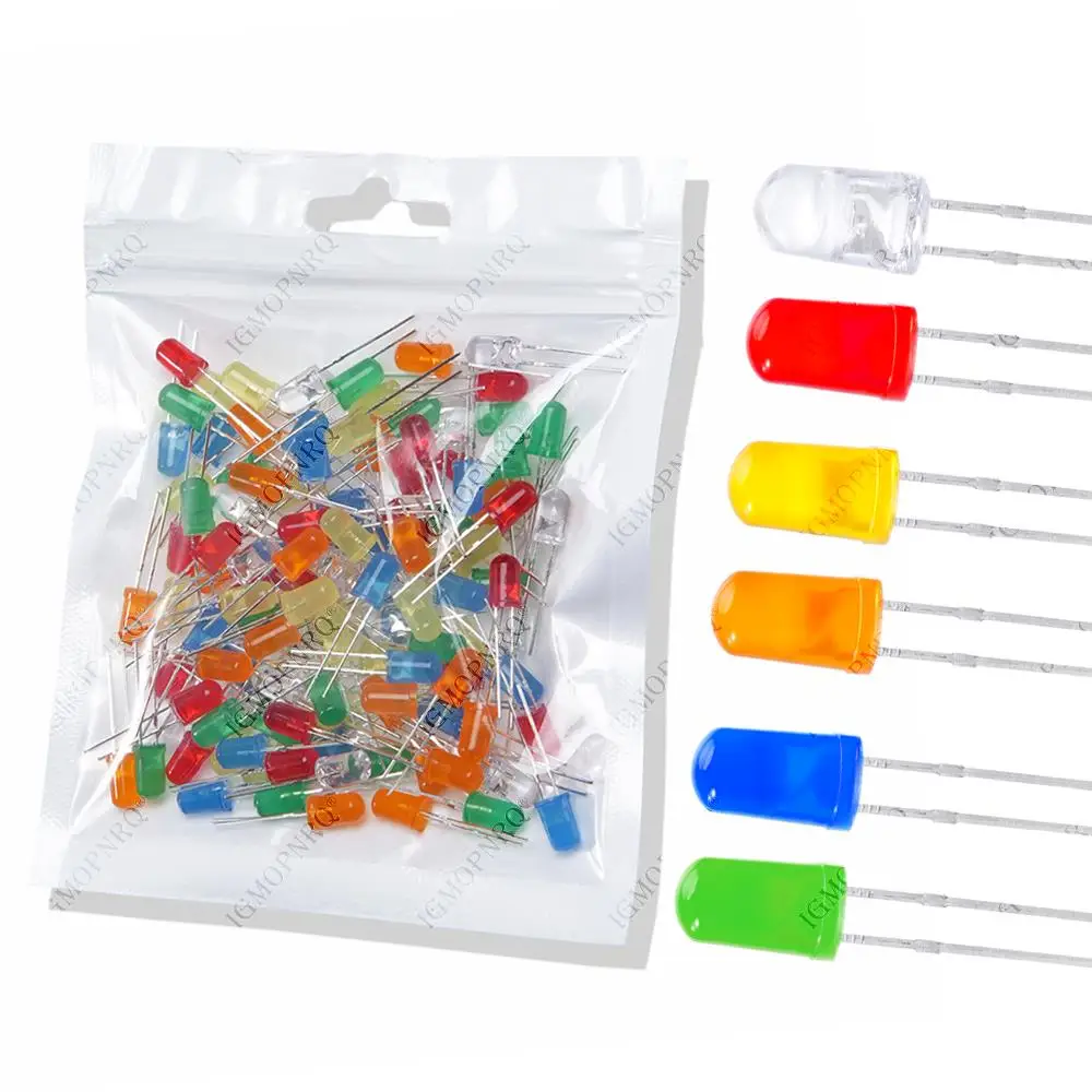 120 Stück/Los, 6 Farben x 20 Stück, 5 mm, LED-Licht, sortiertes Kit, DIY-LEDs-Set, Weiß, Gelb, Rot, Grün, Blau, Orange, hjxrhgal Image