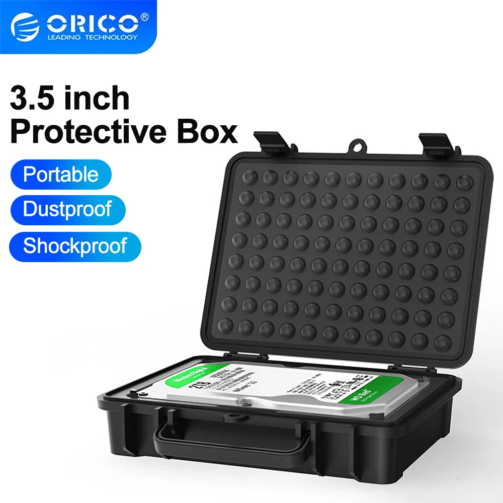 ORICO 3,5-Zoll-HDD-Schutzbox, Aufbewahrungskoffer, stoßfest, staubdicht, Funktion, Sicherheitsetikett-Design, EVA-Kissen Image