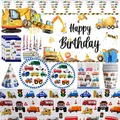Compleanno Costruzione Tema Stoviglie Piatto per auto Tazza Tovaglioli Palloncino in foglio di alluminio per bambini Forniture per feste da costruzione Bomboniere