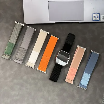 Nylon-Lederarmband für Apple Watch Band Ultra 49 mm 44/45 mm 42/41 mm 40 38 mm Sportuhrenarmband Image