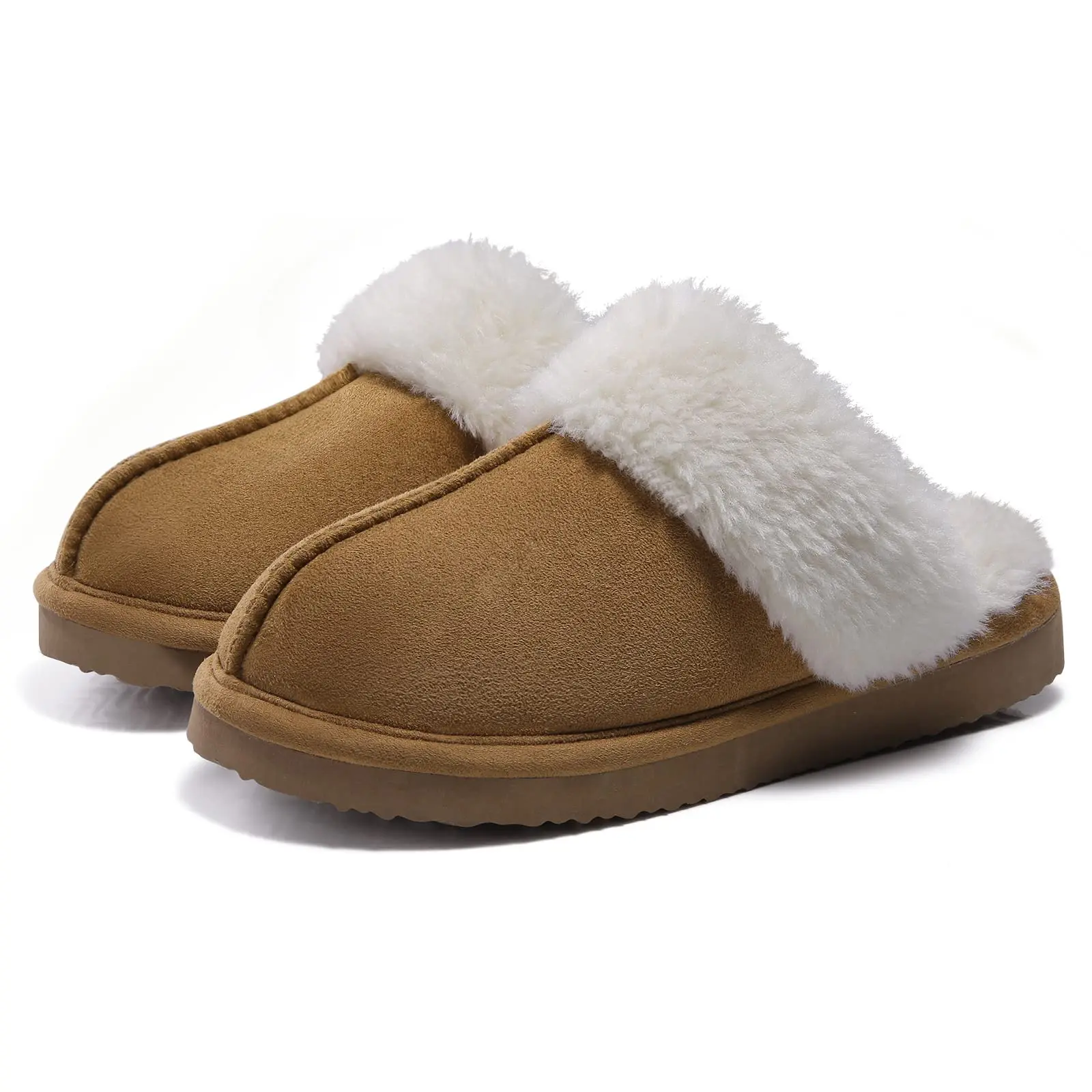 Evshine Frauen Plüsch Baumwolle Hausschuhe Winter Indoor warm weich Haus Hausschuhe Komfort Memory Foam Rutschen Outdoor Pelz Fuzzy Flat Schuh Image