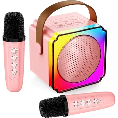 Karaoke-Maschine für Kinder, tragbarer Bluetooth-Lautsprecher mit kabellosen Mikrofonen, Geburtstag, Image