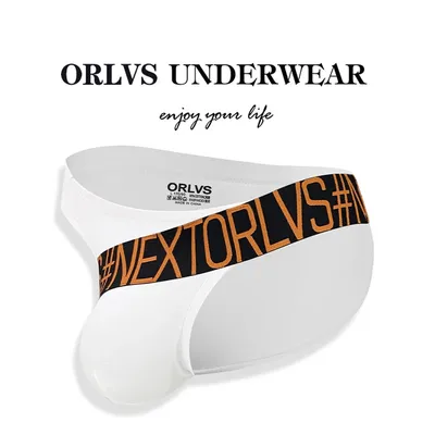 ORLVS Marke Gedruckt Stil Neue Herrenmode Briefs Unterwäsche Männer Casual Shorts Baumwolle Unterhose Sexy Slip Image