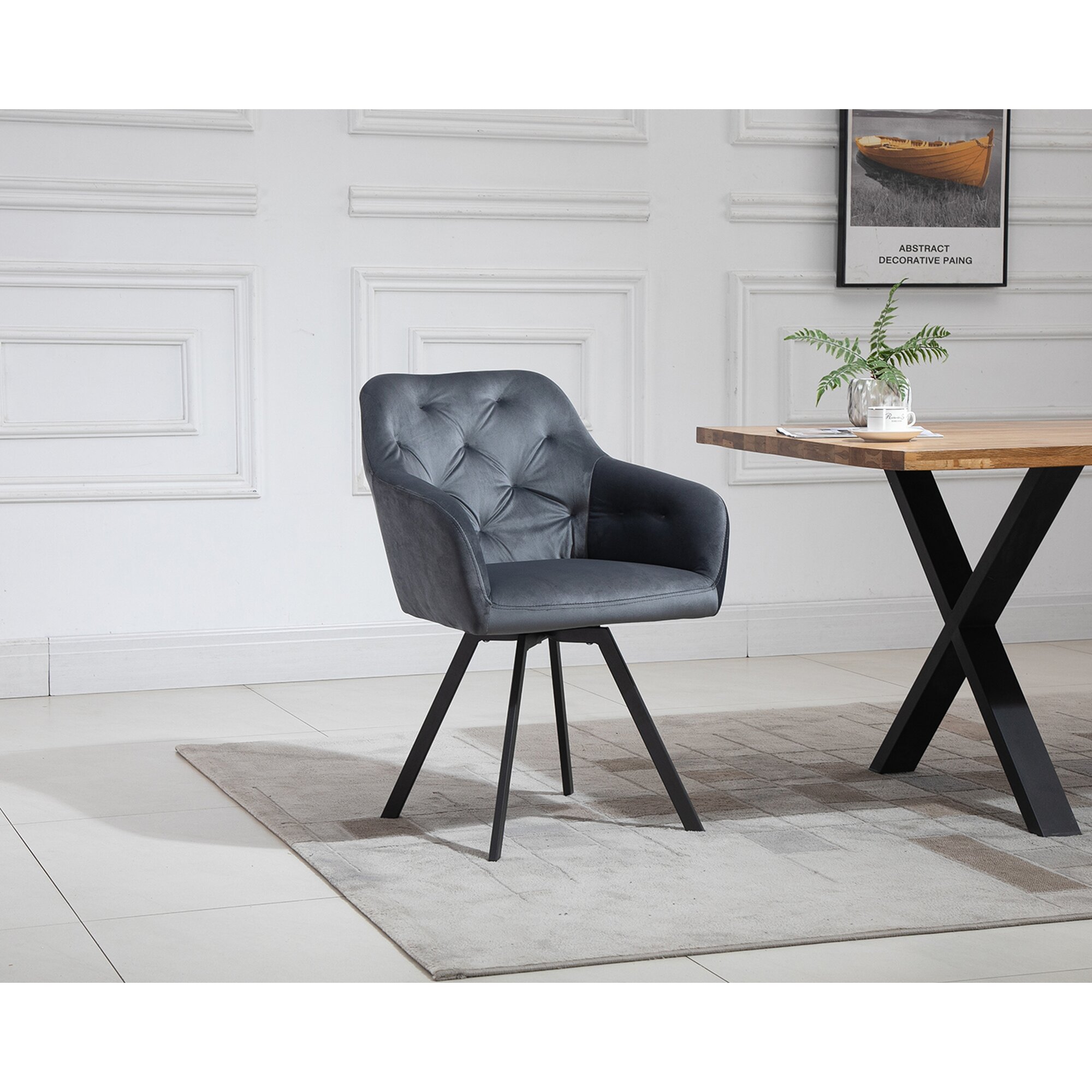 SalesFever »Lando-Fiona« Esszimmergruppe Akazie grau Esstisch 180x90 cm Image