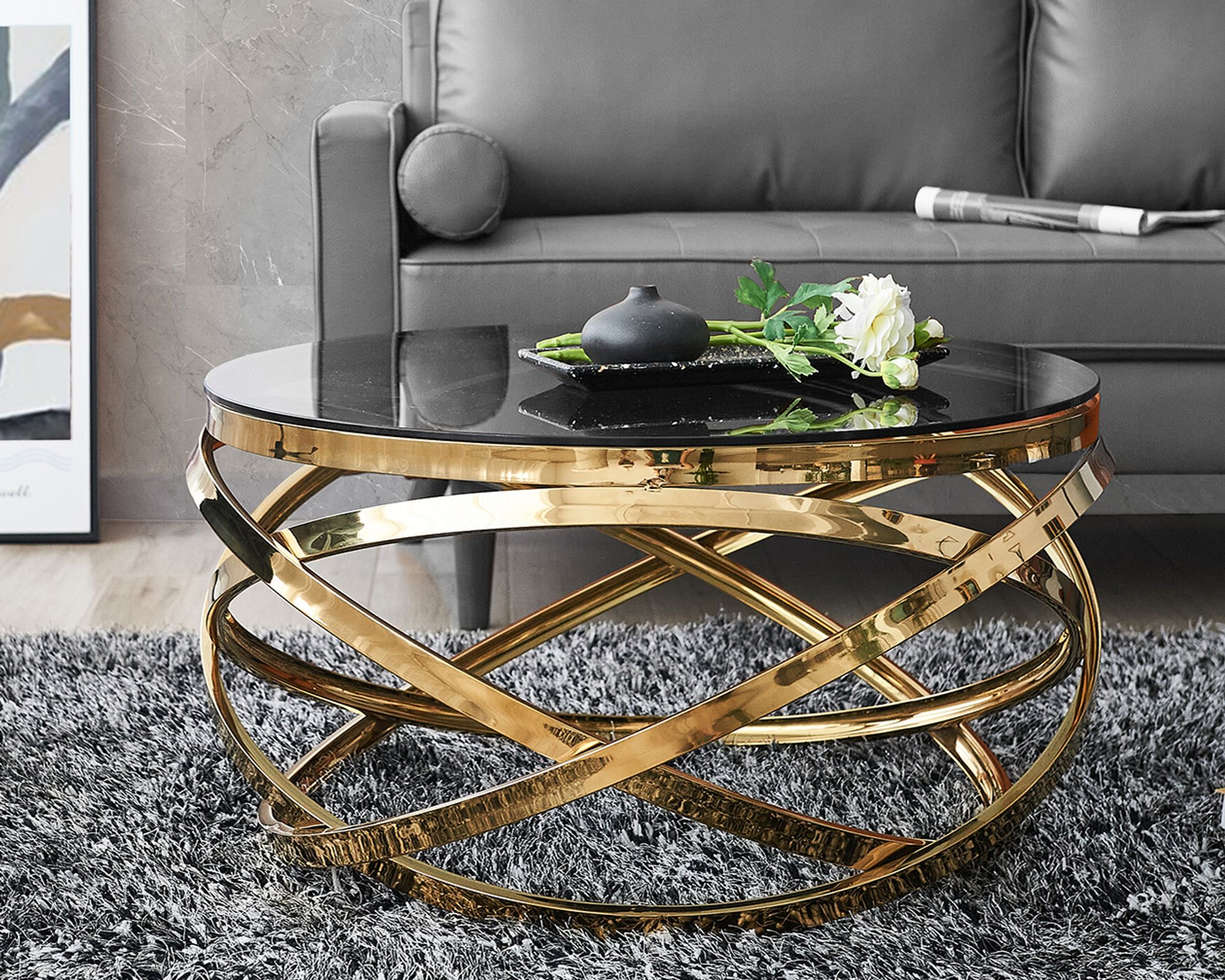 SalesFever »Vela« Couchtisch gold klares Glas