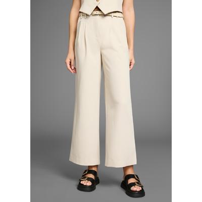 Bundfaltenhose LAURA SCOTT, Damen, Gr. 38, N-Gr, beige, Web, Obermaterial: 80% Polyester, 16% Viskose, 4% Elasthan, unifarben, feminin, figurumspielend knöchelfrei, Hosen, mit weitem Bein Image
