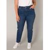 Slim-fit-Jeans BASE LEVEL CURVY, Damen, Gr. 48, Länge 32, blau (mid blau), Denim/Jeans, Obermaterial: 92% Baumwolle, 6% Polyester, 2% Elasthan, casual, slim fit knöchellang, Jeans, in großen Größen