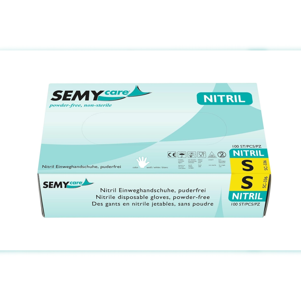 Plock GmbH SemyCare Nitril-Einweghandschuhe - weiß - 1000 Einmalhandschuhe - Gr. S Image