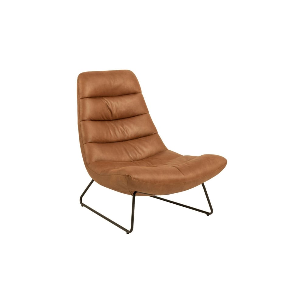Fauteuil lounge en simili cognac