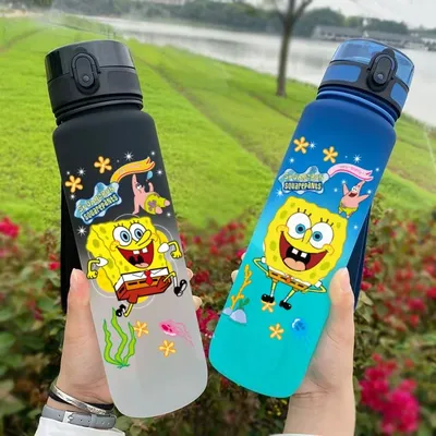 650ML SpongeBob SquarePants Figure Water Cup Portable Children's Outdoor Sports Large Capacity