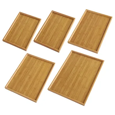 1PCS Rectangular Serving Tray Tableware Food Tray For Kitchen Party Tea Bar Bamboo Wood Pallets Flat