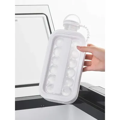 Ice Cube Tray 2-in-1 Portable Puck Making Water Bottle with 17 Grid Flat Lid Cooling Popsicle/Cube