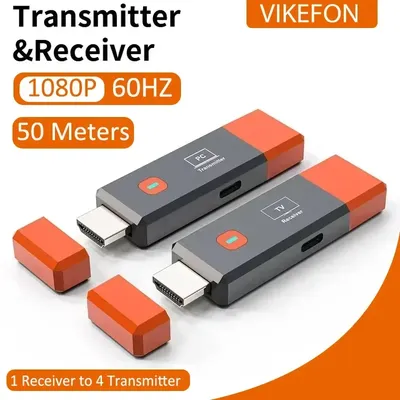 4 RXS TO 1 TX Plug & Play 50M HDMI Wireless Video Audio Transmitter Receiver 1080P@60Hz Extender