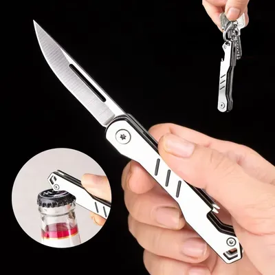 Mini outdoor stainless steel folding knife, portable express keychain, multifunctional portable