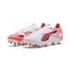Fußballschuh PUMA "ULTRA 5 MATCH FG/AG Fußballschuhe Erwachsene", Gr. 47, weiß schwarz glowing rot, Obermaterial: Synthetik, Textil; Futter: Synthetik, Textil; Innensohle: Textil; Laufsohle: Synthetik, Schuhe
