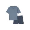 Shorty MARC O'POLO "Mix & Match Cotton", Damen, Gr. M, blau mirage, blau print, Obermaterial: 100% Baumwolle, unifarben, gemustert, bedruckt, casual, figurumspielend ca. Mitte Oberschenkel, Rundhals, Kurzarm abgesteppte Kante, Homewear-Sets, mit...