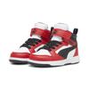 Sneaker PUMA "PUMA Rebound V6 Mid Sneakers Kinder", Kinder, Gr. 21, rot (weiß schwarz for all time rot), Obermaterial: Textil, Synthetik; Futter: Textil; Laufsohle: Gummi, Schuhe
