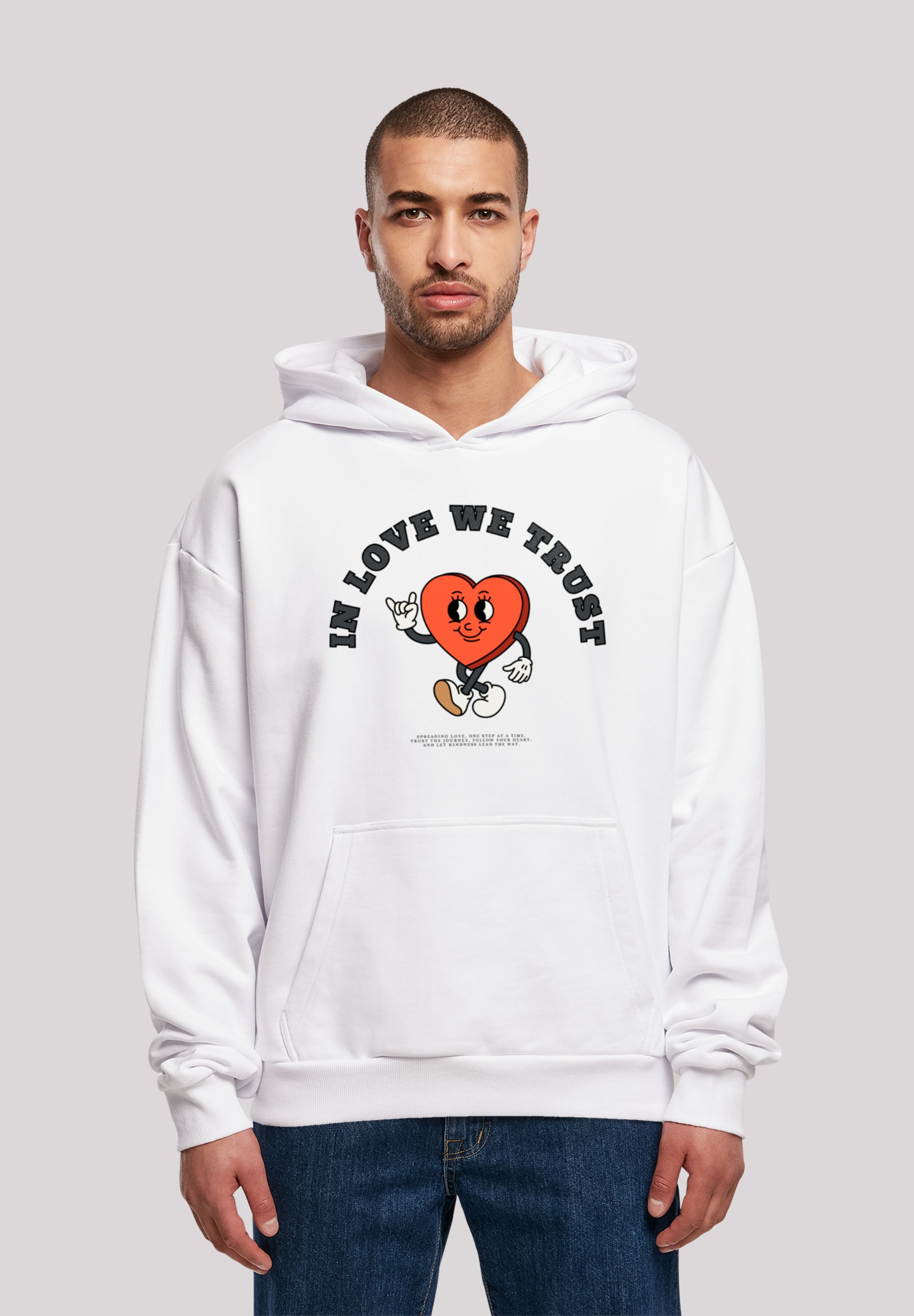 Kapuzenpullover F4NT4STIC "In Love We Trust Valentinstag Streetwear", Herren, Gr. 5XL, weiß, Obermaterial: 100% Baumwolle, oversize, Pullover Kapuzenpullover, Premium Y2K Streetwear