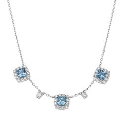 Collier "Ziersteine, Zirkonia weiß, Silber 925", blau, GIORGIO MARTELLO MILANO, Halsketten, Damen, 45cm, Silber 925 (Sterlingsilber)