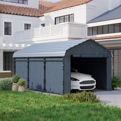 Outsunny 12' x 20' Heavy Duty Metal Carport, Waterproof Garage Car Canopy Shelter with Galvanized Metal Roof