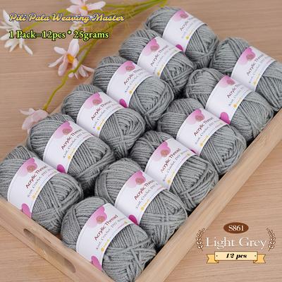 TEMU 12pcs Acrylic Yarn Balls, 300g/10.58oz, Soft And Comfortable , 4 Strands, For Hand-knitting Diy Crochet Sweaters, Hats, Gloves, Scarves And Other Handicrafts, Each 25g Image