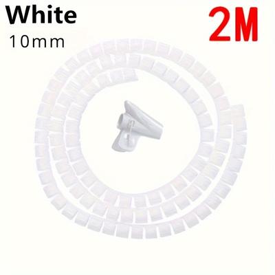 TEMU 2m Flexible Spiral Cable Wire Protector Cable Organizer Computer Cord Protective Tube Clip Organizer Management Tools 16/10mm Image