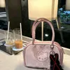 Hello Kitty Handtasche, süße Seide, Dopamin, rosa, Umhängetasche, Anime-Cartoon, Diamant-Reise-Einkaufstasche, große Kapazität, Make-up-Tasche