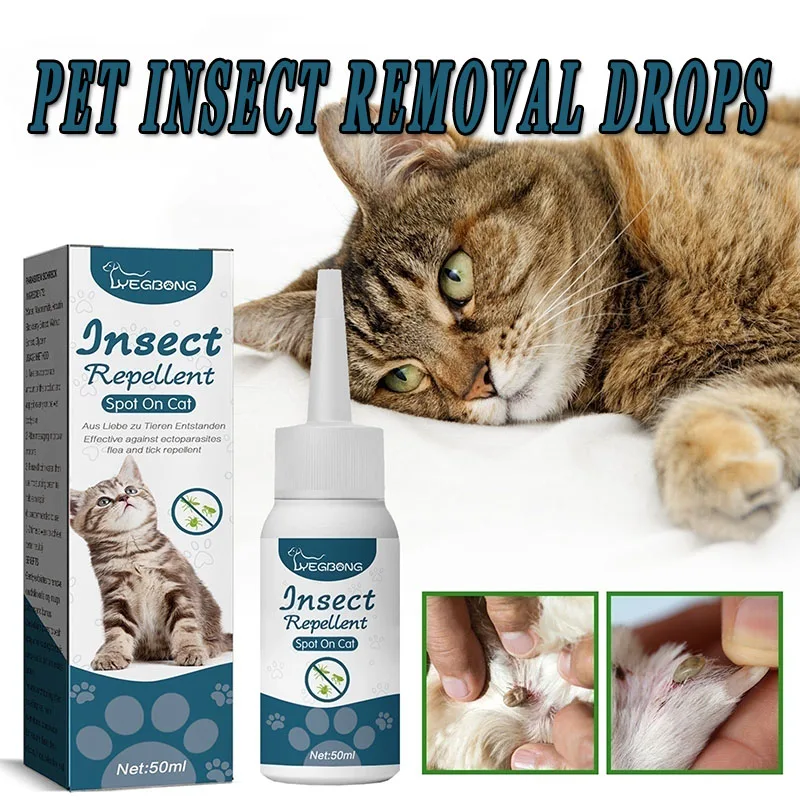 Pet Fleas Killer Drops Läusemilbenentfernung Insektenschutzmittel für Katzen und Hunde, Hautreinigung im Vitro Pet Anti Tick Drops Agent Image
