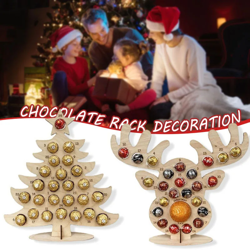 Schokoladenständer aus Holz, Weihnachtsfeier, Schokoladenständer, 24-Tage-Adventskalender, kreative Hochzeit, Party, Süßigkeitenständer, Zubehör Image