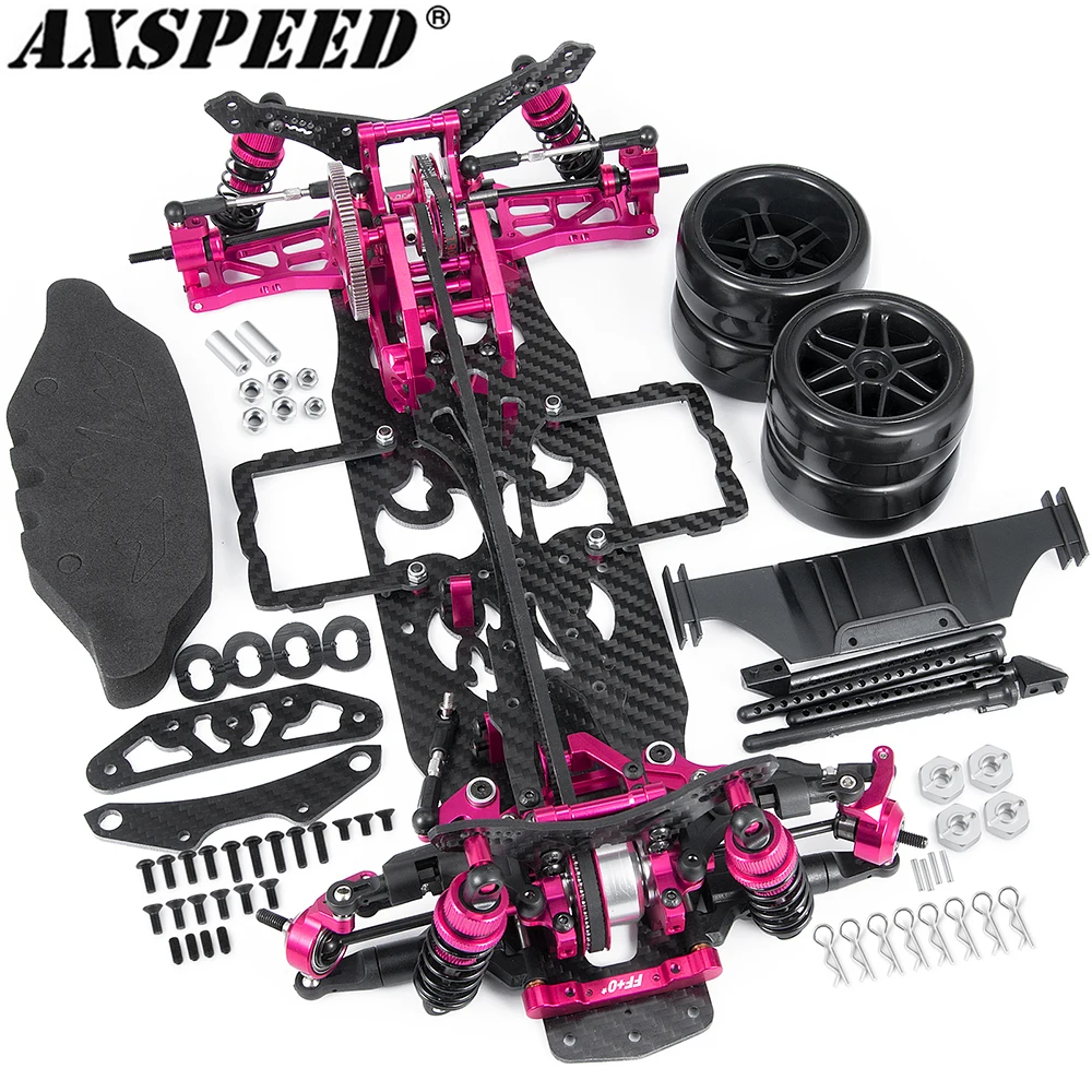 AXSPEED Chassis-Set mit Legierungs- und Carbonrahmen und 4 Rädern für 1/10 Sakura D4 AWD 4WD RC Drift On-Road-Autozubehör