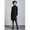 Sweatkleid STREET ONE, Damen, Gr. 38, EURO-Größen, schwarz, Stoff, 82% Polyester, 16% Viskose, 2% Elasthan, unifarben, casual, gerade knielang, hoch geschlossener Ausschnitt, Langarm Bündchen, Kleider, soft und trageangenehm