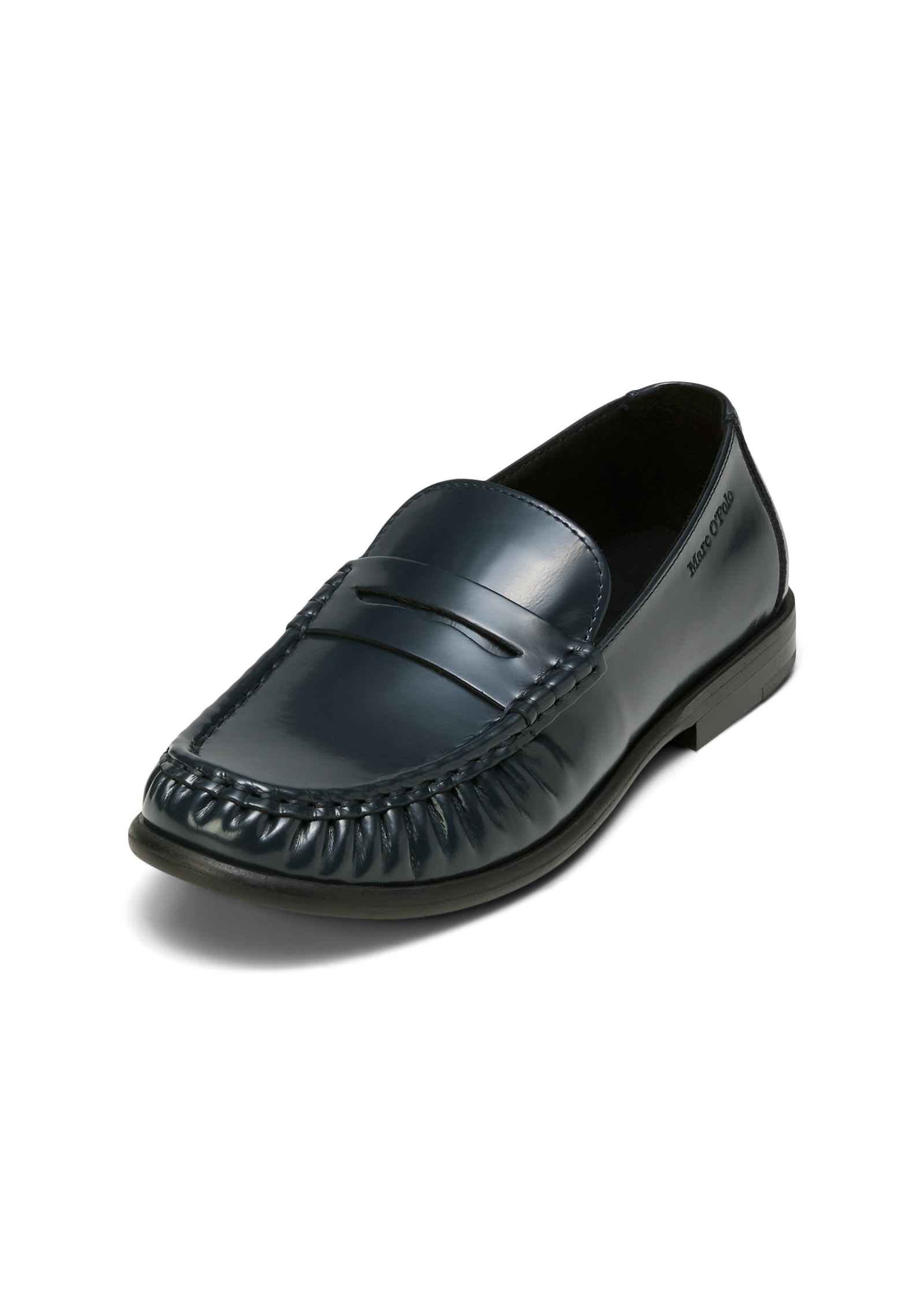 Loafer MARC O'POLO "aus veredeltem Rindleder", Damen, Gr. 39, blau (navy), Obermaterial: 100% Leder, unifarben, Schuhe Loafer