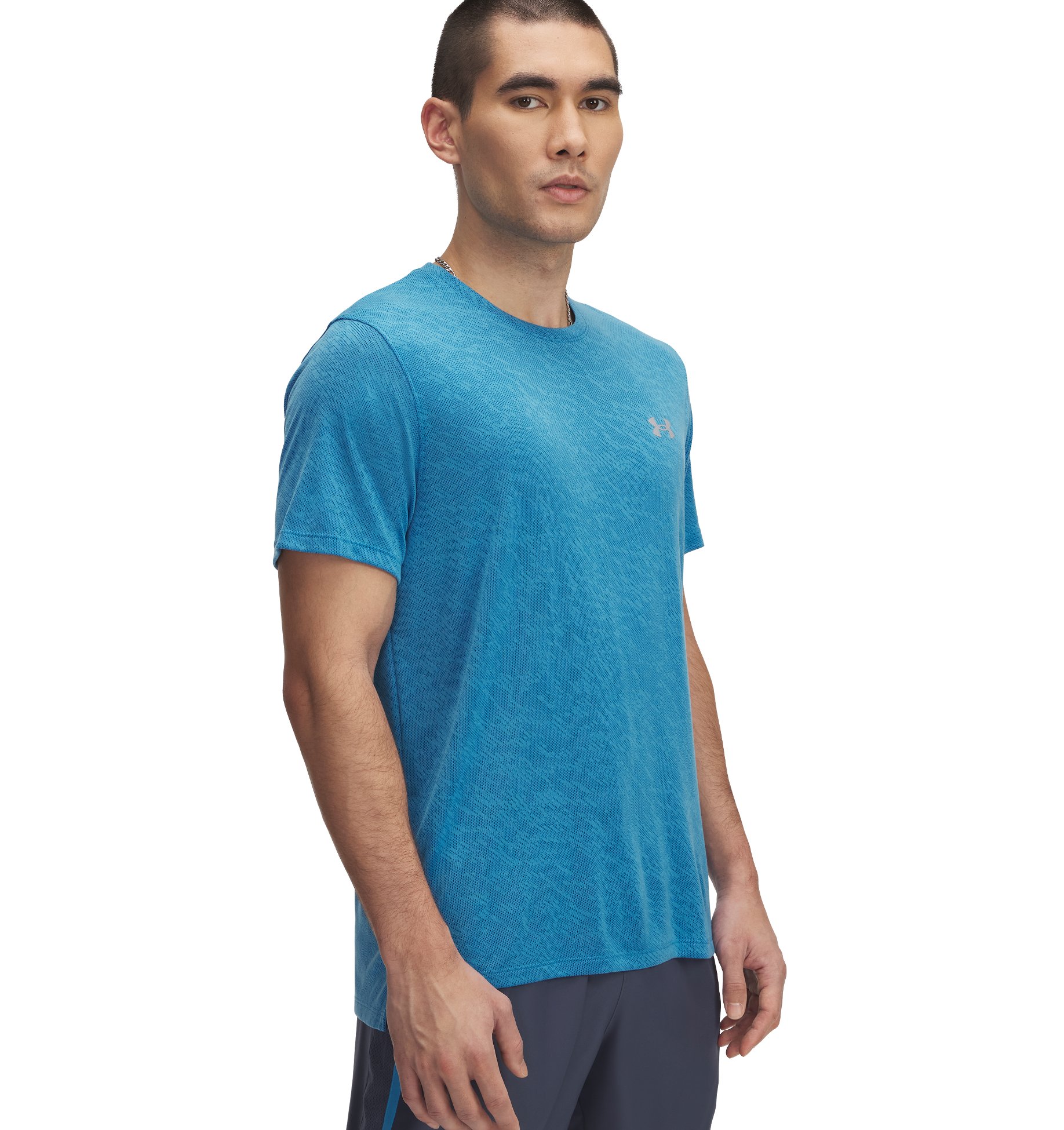 Laufshirt UNDER ARMOUR "UA LAUNCH CAMO SHORTSLEEVE", Herren, Gr. L, ether blau,, reflective, Obermaterial: 100% Polyester, Sportlich, Shirts Image