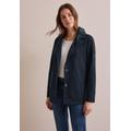 Kurzmantel CECIL, Damen, Gr. L (42), blau (schwarz navy blau), Stoff, Obermaterial: 69% Polyester, 24% Viskose, 7% Elasthan; Futter: 100% Polyester; Kapuze: 100% Polyester, unifarben, casual, normal Po-bedeckend, V-Ausschnitt, Langarm Bündchen, Mäntel
