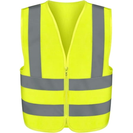 NEIKO 54072A Safety Vest Size 5XL for Adults High Visibility Vest with Reflective Strips Neon Yellow Vest Zipper Front Reflective Vest For Men and Women Work Vest Security Vest and Hi Vis
