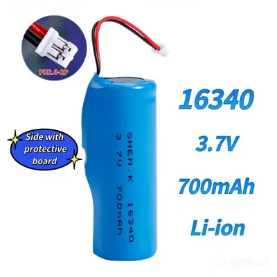 16340 3.7V 700mAh Rechargeable Lithium Battery with Connector Wires CR123A USB Cable for Camera Smoke alarm Gps tracker Doorbell