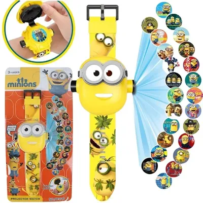 Minions 24 Projection Patterns Children Watches for Boy Girls 3D Deformation Robot Projection