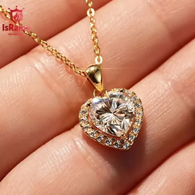 IsRainy 8*8MM D Color Heart 3EX Cut Moissanite Diamond For Women Pendant Necklaces 925 Sterling